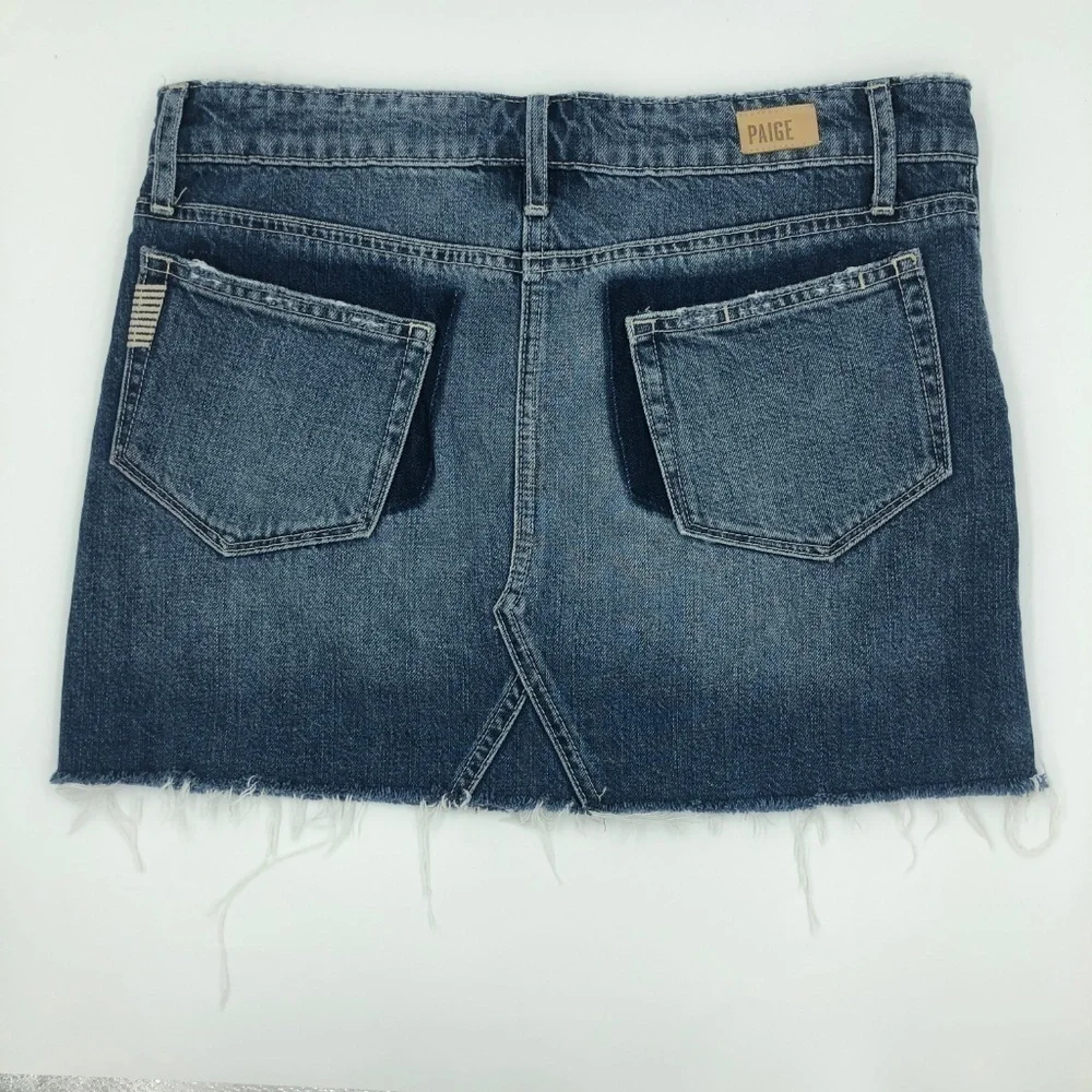 Paige Alethea Raw Hem Mini Denim Skirt
